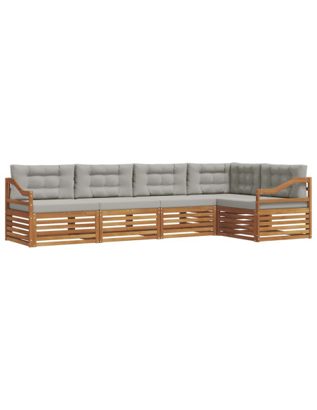 Set di divani con cuscino 16 pcs Grigio Naturale e Chiaro