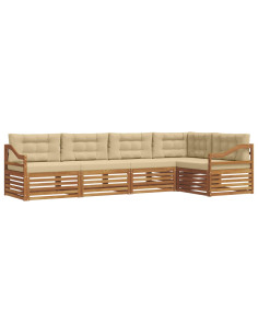 Set di divani con cuscino 5 pcs Naturale e Beige 2