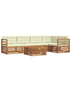 Set di divani con cuscino 6 pcs Naturale e Crema 2