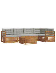 Set di divani con cuscino 6 pcs Grigio Naturale e Chiaro 2