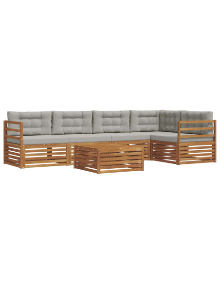 Set di divani con cuscino 6 pcs Grigio Naturale e Chiaro