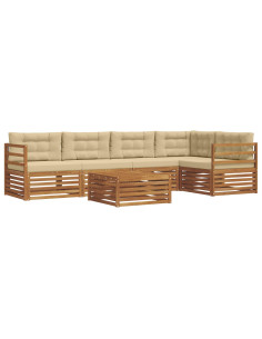 Set di divani con cuscino 6 pcs Naturale e Beige 2