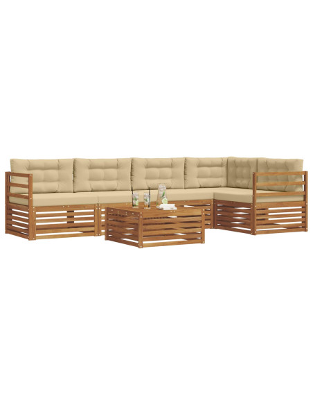 Set di divani con cuscino 6 pcs Naturale e Beige