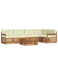 Set di divani con cuscino 6 pcs Naturale e Crema 2