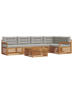 Set di divani con cuscino 6 pcs Grigio Naturale e Chiaro 2