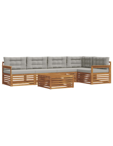 Set di divani con cuscino 6 pcs Grigio Naturale e Chiaro
