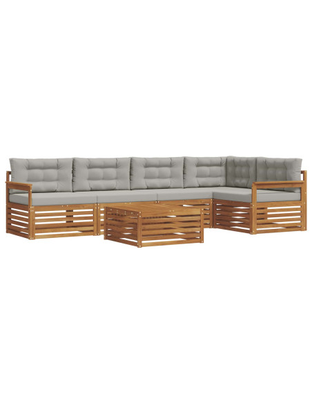 Set di divani con cuscino 6 pcs Grigio Naturale e Chiaro