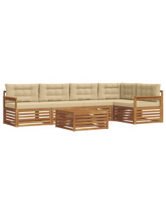 Set di divani con cuscino 6 pcs Naturale e Beige 2