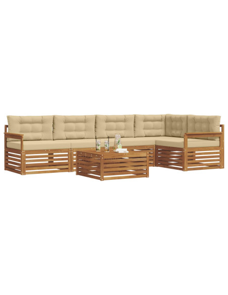 Set di divani con cuscino 6 pcs Naturale e Beige