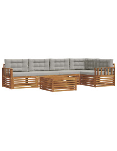 Set di divani con cuscino 6 pcs Grigio Naturale e Chiaro 2