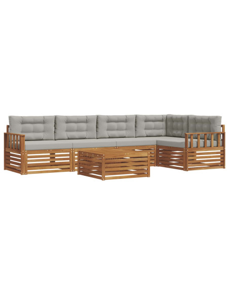 Set di divani con cuscino 6 pcs Grigio Naturale e Chiaro
