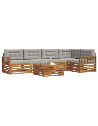 Set di divani con cuscino 6 pcs Grigio Naturale e Chiaro