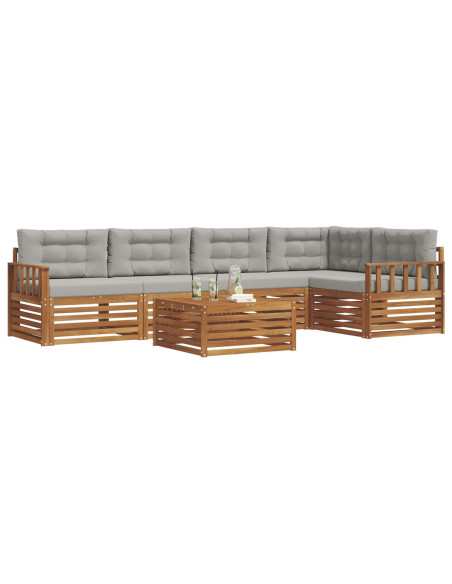 Set di divani con cuscino 6 pcs Grigio Naturale e Chiaro