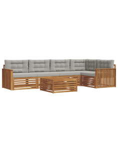 Set di divani con cuscino 6 pcs Grigio Naturale e Chiaro 2
