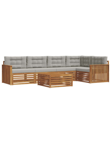 Set di divani con cuscino 6 pcs Grigio Naturale e Chiaro