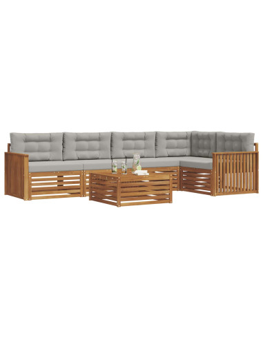 Set di divani con cuscino 6 pcs Grigio Naturale e Chiaro