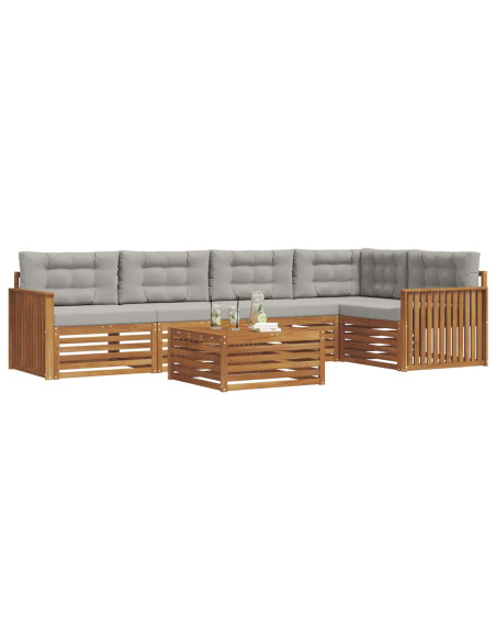 Set di divani con cuscino 6 pcs Grigio Naturale e Chiaro