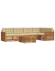 Set di divani con cuscino 6 pcs Naturale e Beige 2