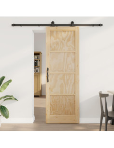 Porta scorrevole Naturale e Nero 73,5 x 211 cm