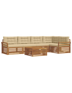 Set di divani con cuscino 6 pcs Naturale e Beige 2