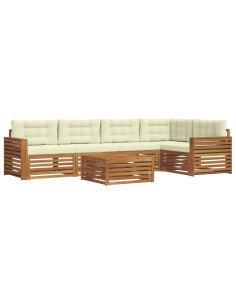 Set di divani con cuscino 6 pcs Naturale e Crema 2