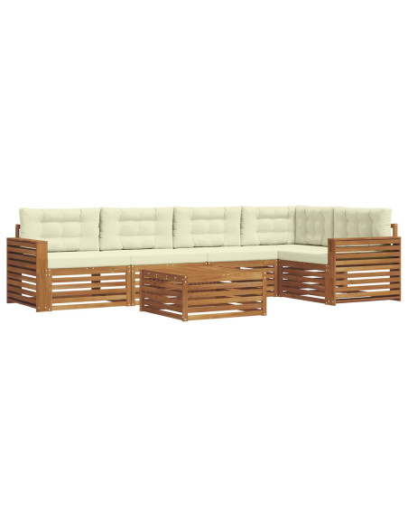 Set di divani con cuscino 6 pcs Naturale e Crema