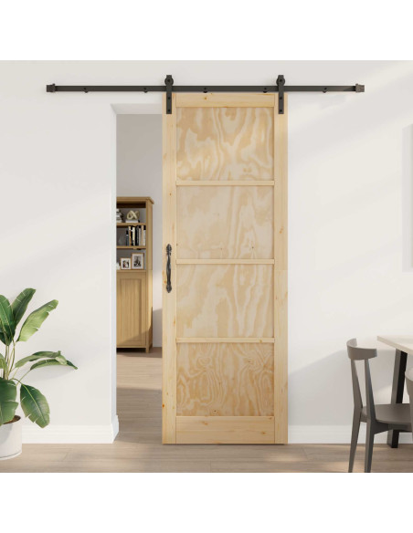 Porta scorrevole Naturale 83 x 232 cm Legno Massello di Pino