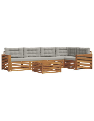 Set di divani con cuscino 6 pcs Grigio Naturale e Chiaro