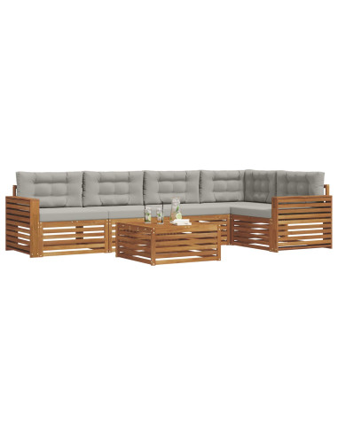 Set di divani con cuscino 6 pcs Grigio Naturale e Chiaro