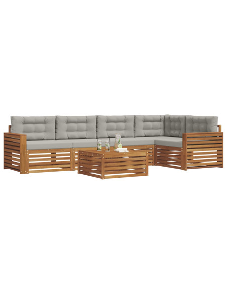 Set di divani con cuscino 6 pcs Grigio Naturale e Chiaro