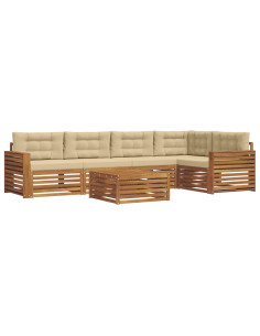 Set di divani con cuscino 6 pcs Naturale e Beige 2