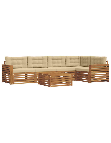 Set di divani con cuscino 6 pcs Naturale e Beige