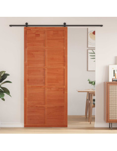 Porta del fienile Marrone cerato 80 x 2,5 x 208 cm