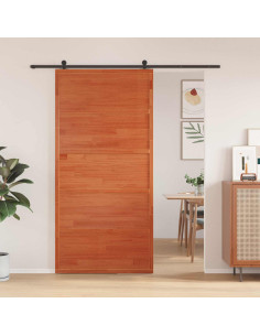 Porta del fienile Marrone cerato Legno Massello di Pino