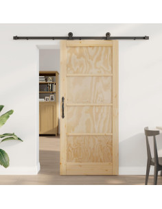Porta scorrevole Naturale e Nero 86 x 198,5 cm