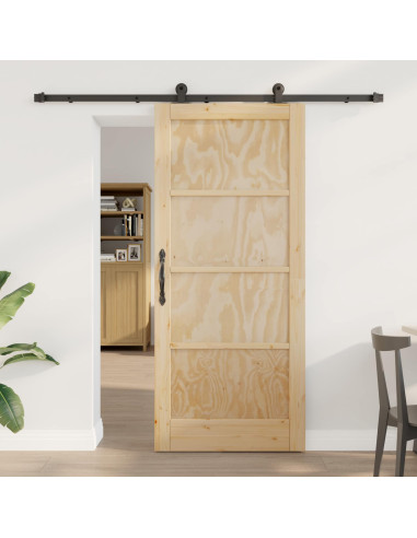 Porta scorrevole Naturale e Nero 86 x 198,5 cm