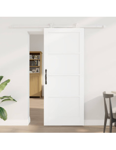 Porta scorrevole Bianco 83 x 202 cm Legno Massello di Pino