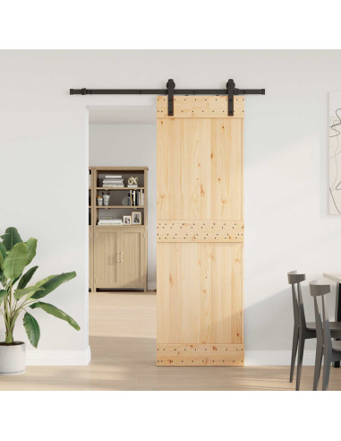 Porta scorrevole NARVIK Naturale e Nero 70 x 210 cm (152,5 cm)