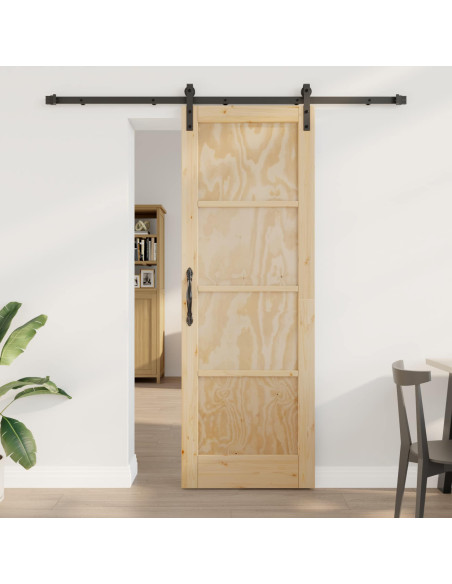 Porta scorrevole Naturale e Nero 73,5 x 211 cm