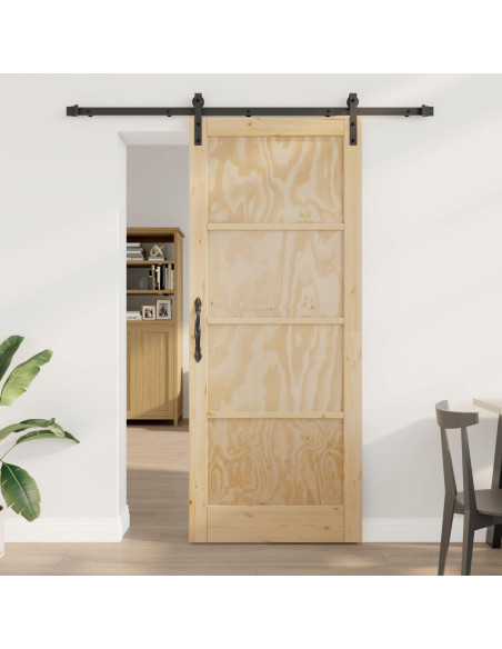 Porta scorrevole Naturale e Nero 86 x 211 cm