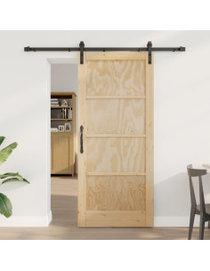 Porta scorrevole Naturale e Nero 86 x 198,5 cm