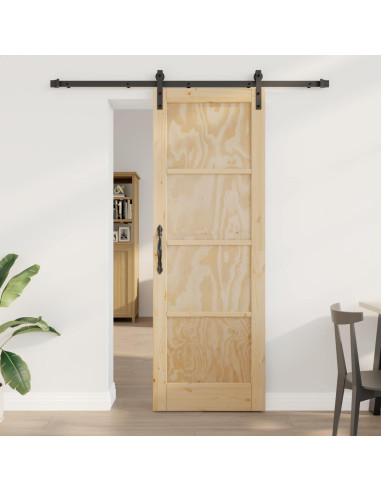Porta scorrevole Naturale e Nero 73,5 x 211 cm