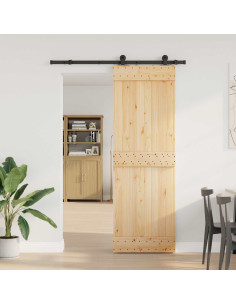 Porta scorrevole NARVIK Naturale e Nero 70 x 210 cm (152,5 cm)