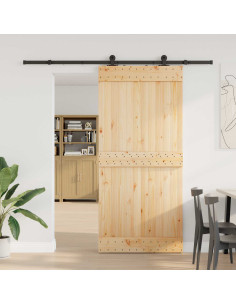 Porta scorrevole NARVIK Naturale e Nero 95 x 210 cm (213,5 cm)