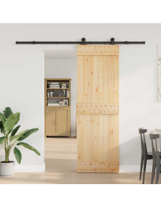 Porta scorrevole NARVIK Naturale e Nero 70 x 210 cm (213,5 cm)
