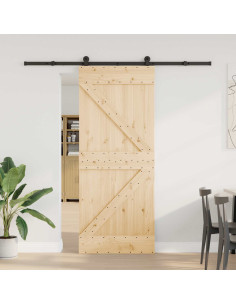 Porta scorrevole NARVIK Naturale e Nero 85 x 210 cm (213,5 cm)