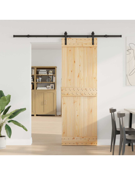 Porta scorrevole NARVIK Naturale e Nero 70 x 210 cm (213,5 cm)