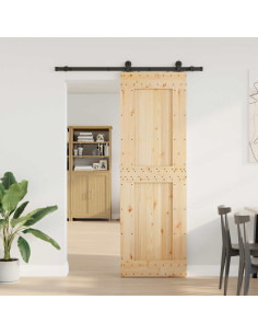 Porta scorrevole NARVIK Naturale e Nero 70 x 210 cm (152,5 cm)