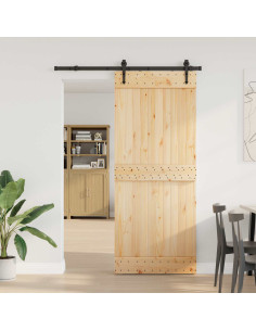 Porta scorrevole NARVIK Naturale e Nero 85 x 210 cm (152,5 cm)