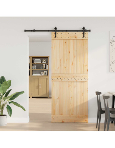 Porta scorrevole NARVIK Naturale e Nero 85 x 210 cm (152,5 cm)